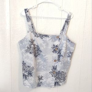 Blue Palm Trees Pattern Camisole Crop Top